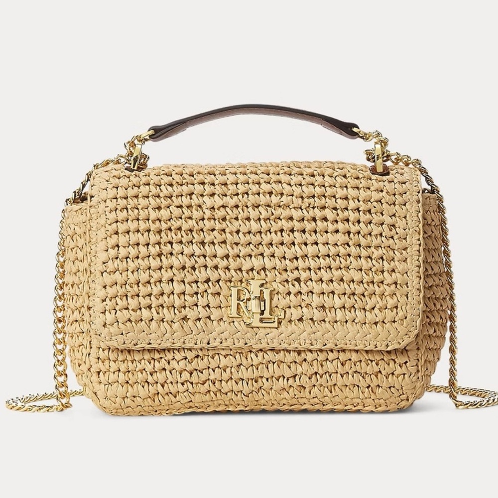 Ralph Lauren Gold Woven Rafia Shoulder Bag